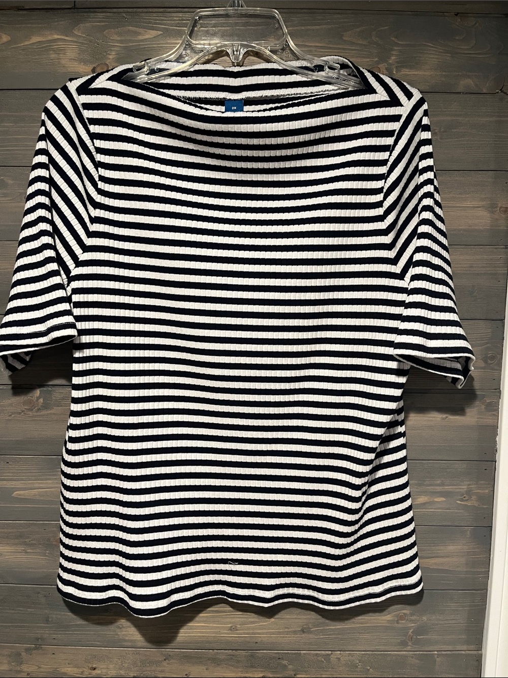 NWOT Old Navy Striped Black & White Ribbed Women’s Top 2X